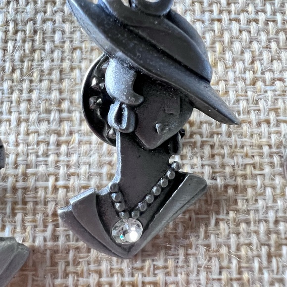 Vintage JJ Jonette Jewelry Art Deco lot of 3 Women Pins Matt Pewter EUC - Picture 3 of 8